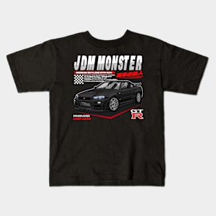 NISSAN SKYLINE GTR-R34 (BLACK) Kids T-Shirt